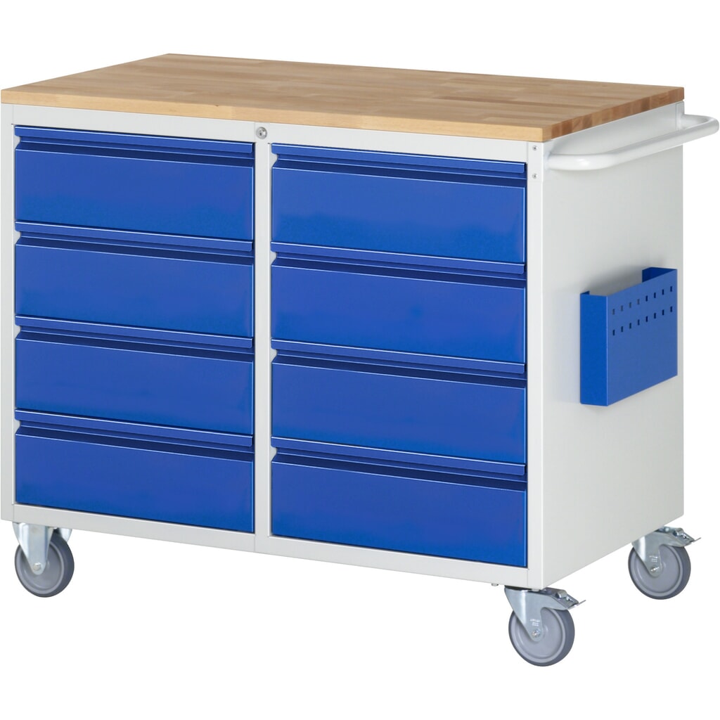 Montagewagen RAU serie 7000, hxbxd 975 x 1.145 x 650 mm, 8 lades 8 x 180 mm, beuken werkblad, draagvermogen lade 100 kg Product afbeelding: Montagewagen RAU serie 7000, hxbxd 975 x 1.145 x 650 mm, 8 lades 8 x 180 mm, beuken werkblad, draagvermogen lade 100 kg