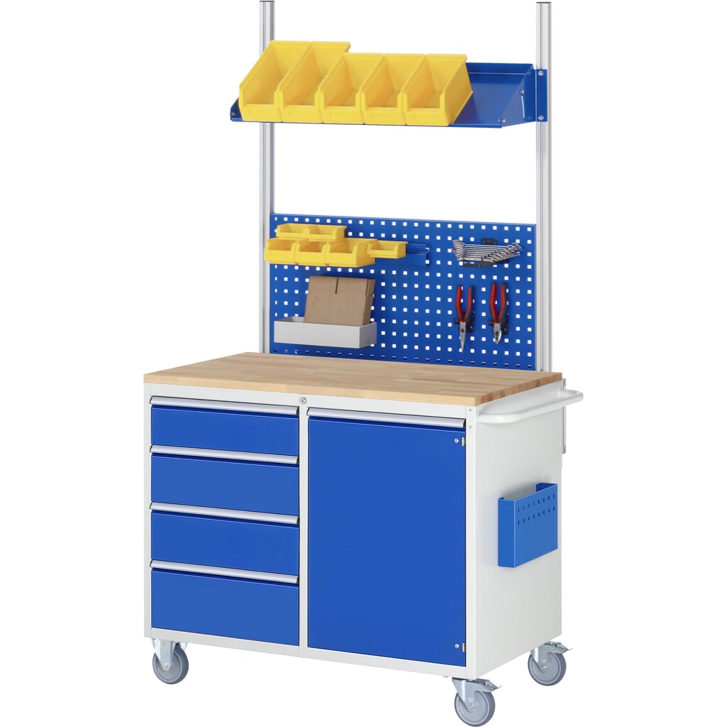 Montagewagen RAU serie 7000, hxbxd 975 x 1.145 x 650 mm, 12 lades 6 x 90, 6 x 150 mm, beuken werkblad, draagvermogen lade 100 kg Productafbeelding nr. 6: Montagewagen RAU serie 7000, hxbxd 975 x 1.145 x 650 mm, 12 lades 6 x 90, 6 x 150 mm, beuken werkblad, draagvermogen lade 100 kg
