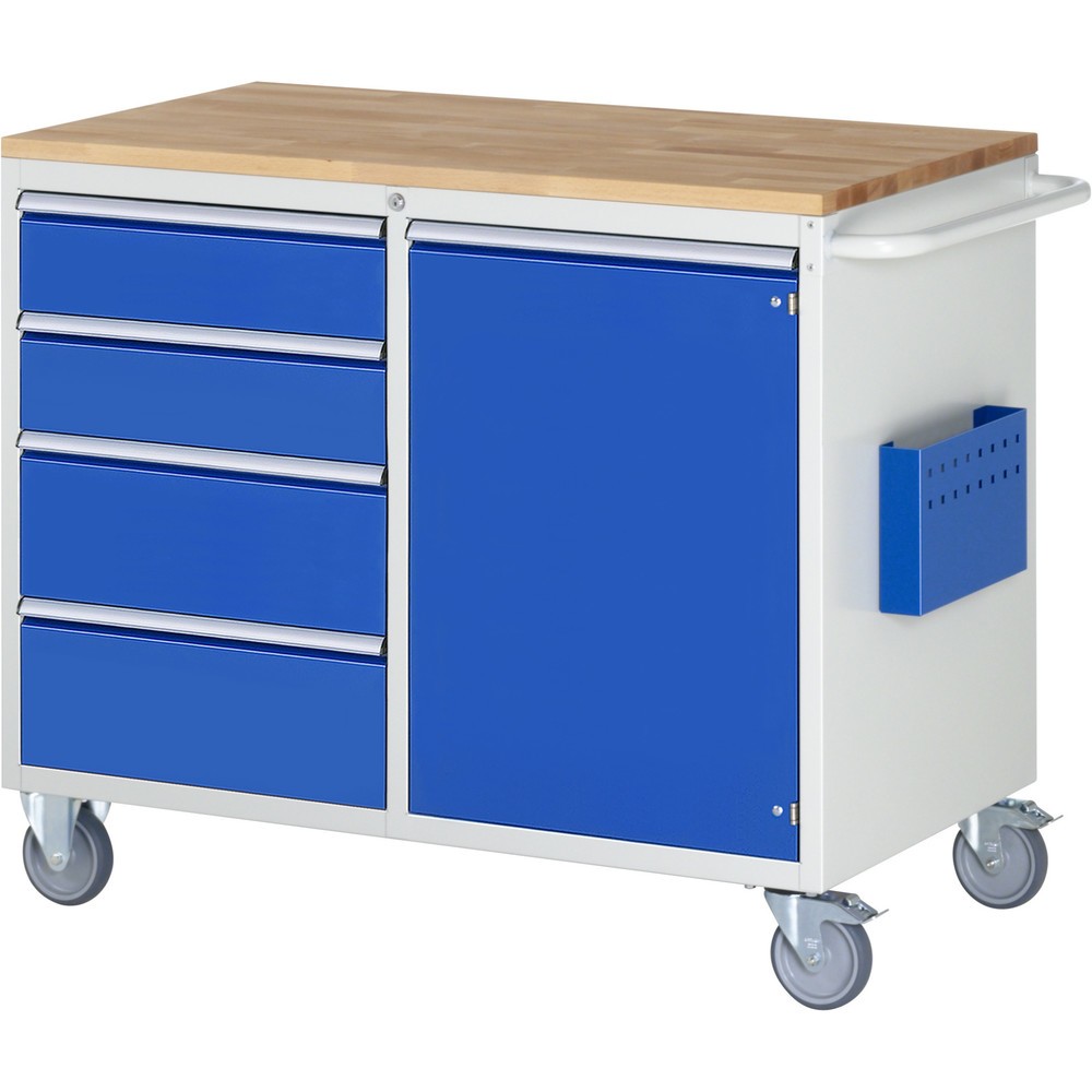 Product afbeelding: Montagewagen RAU serie 7000, hxbxd 975 x 1.145 x 650 mm, 1 draaideur, 4 lades 2 x 150, 2 x 210 mm, beuken werkblad