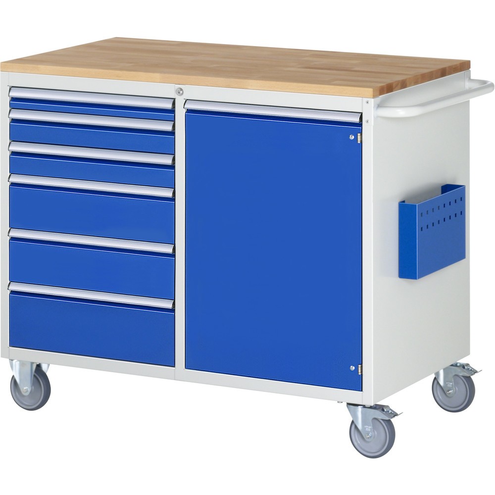 Product afbeelding: Montagewagen RAU serie 7000, hxbxd 975 x 1.145 x 650 mm, 1 draaideur, 6 lades 1 x 60, 2 x 90, 2 x 150, 1 x 180 mm, beuken werkblad