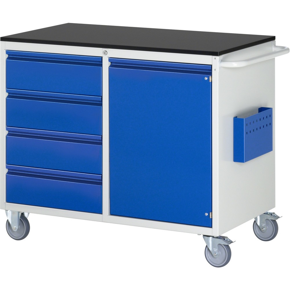 Product afbeelding: Montagewagen RAU serie 7000, hxbxd 975 x 1.145 x 650 mm, 1 draaideur, 4 lades 4 x 180 mm, melamine werkblad