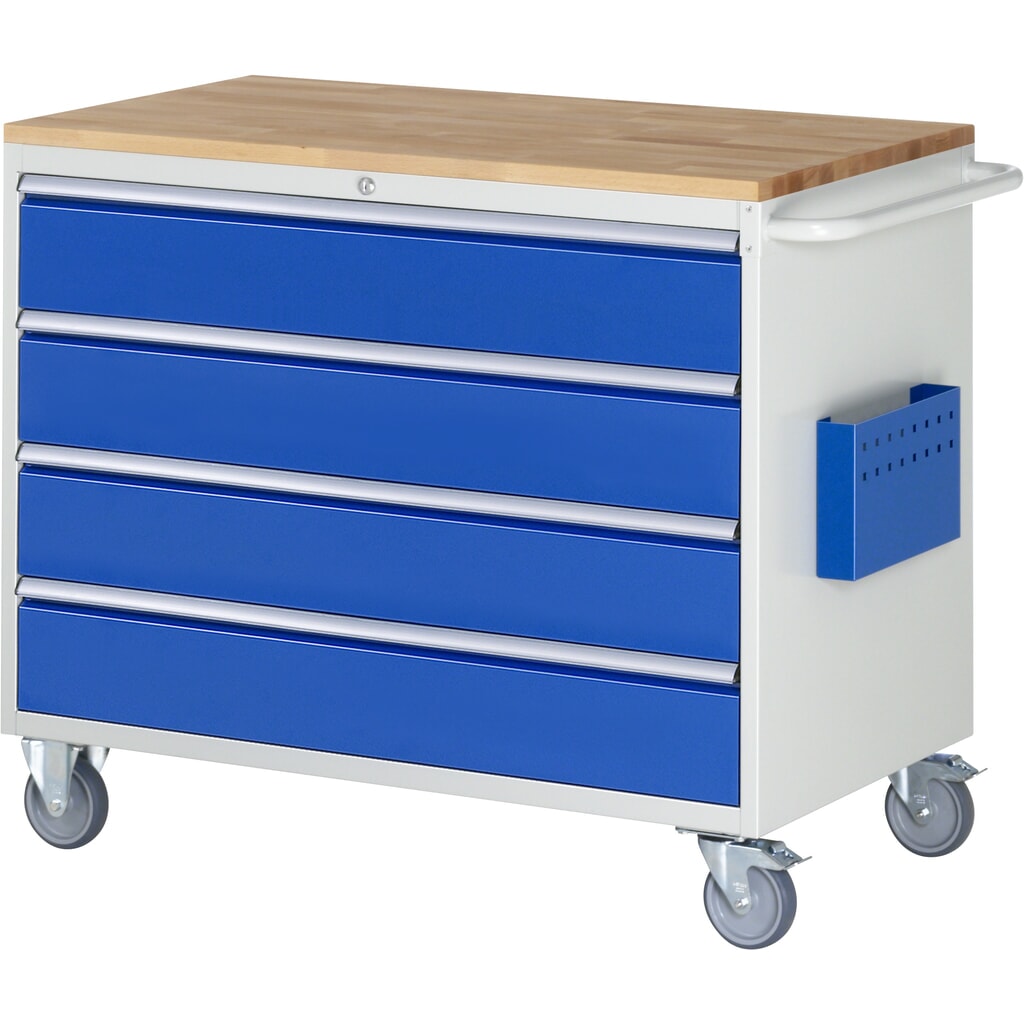 Product afbeelding: RAU gereedschapswagen serie 7000, h x b x d 975 x 1.145 x 650 mm, met 4 lades maat XXL, massief beuken werkblad