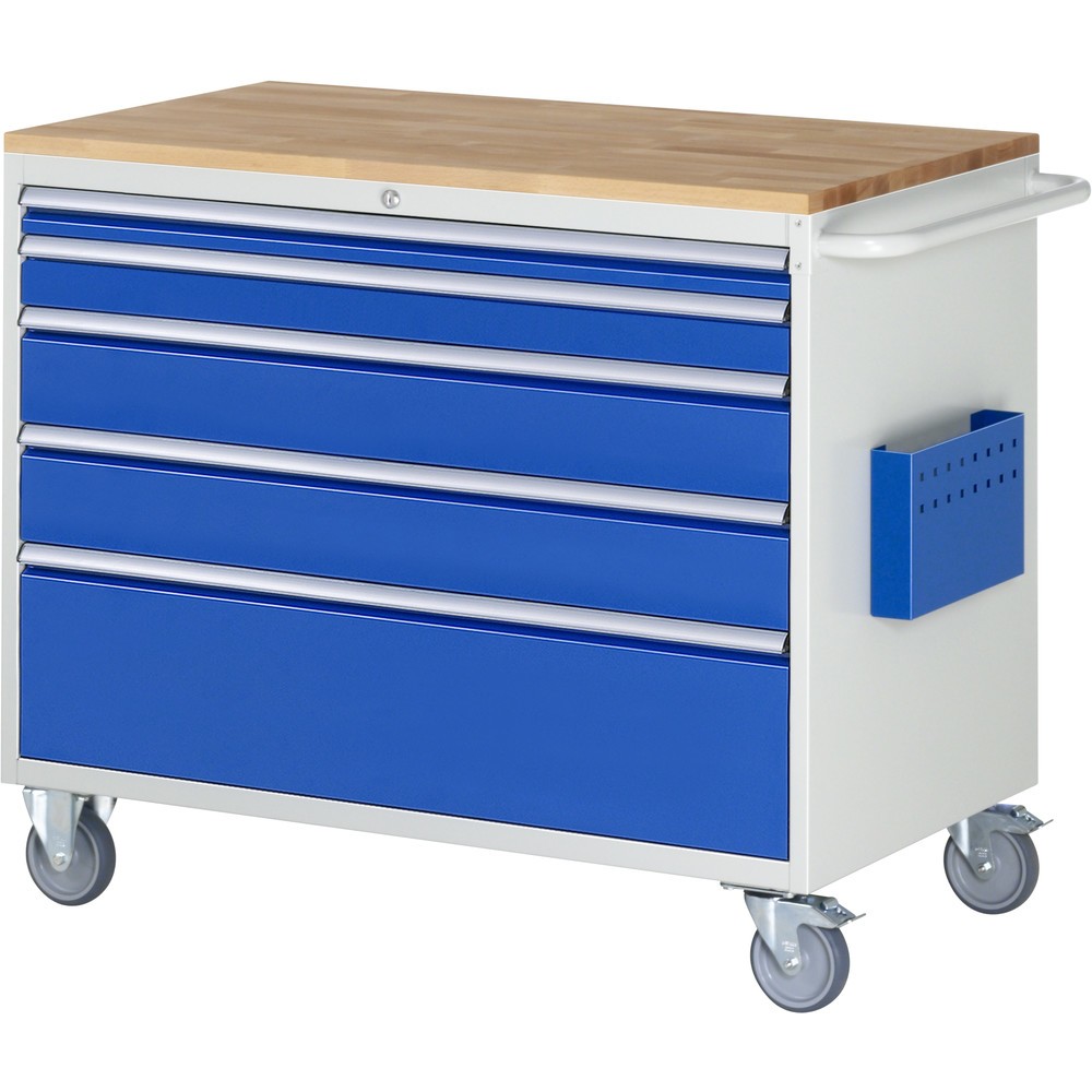 Productafbeelding nr. 1: Montagewagen RAU serie 7000, hxbxd 975 x 1.145 x 650 mm, 5 lades 1 x 60, 1 x 90, 2 x 150, 1 x 270 mm, beuken werkblad, draagvermogen lade 50 kg