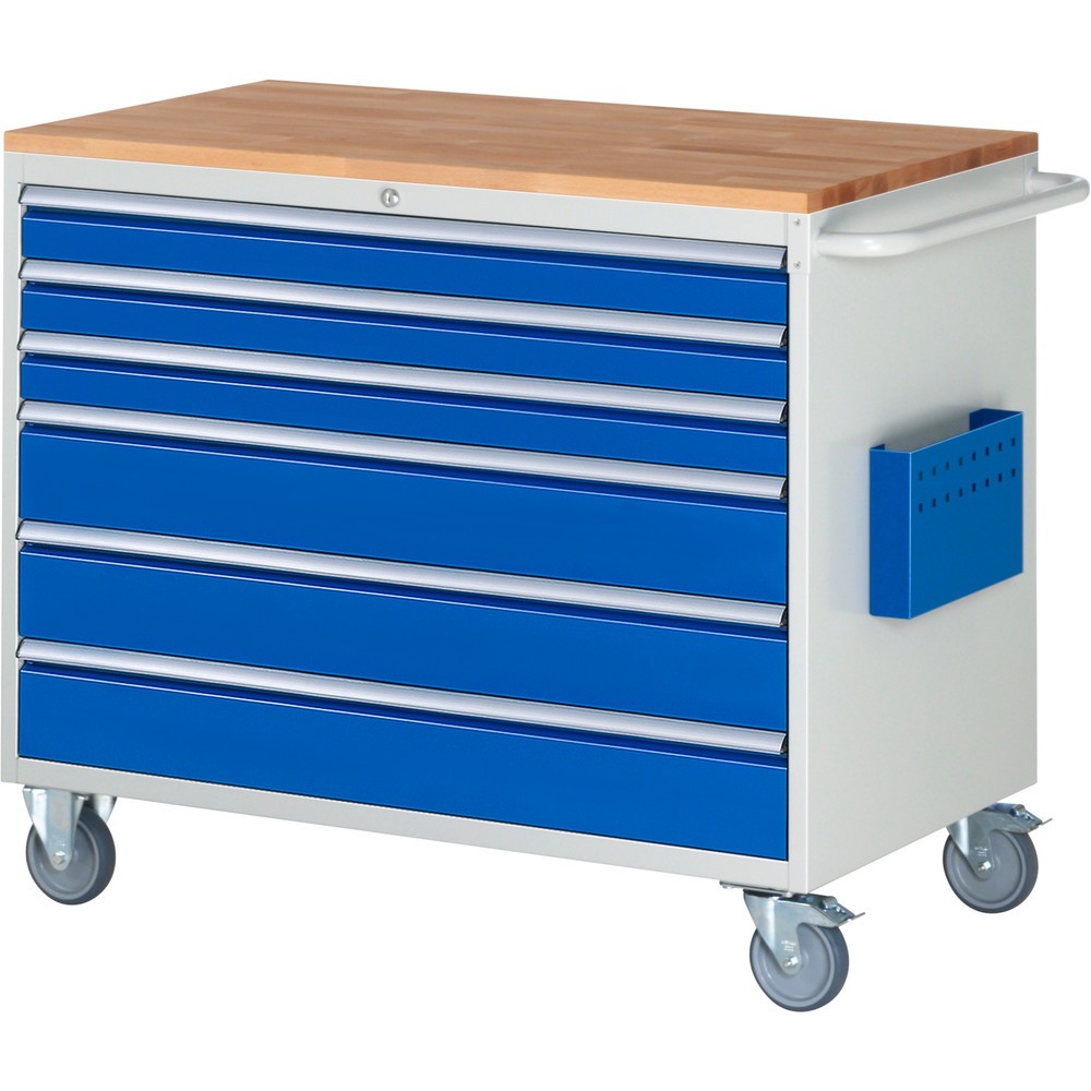 Productafbeelding nr. 1: Montagewagen RAU serie 7000, hxbxd 975 x 1.145 x 650 mm, 6 lades 3 x 90, 3 x 150 mm, beuken werkblad, draagvermogen lade 50 kg
