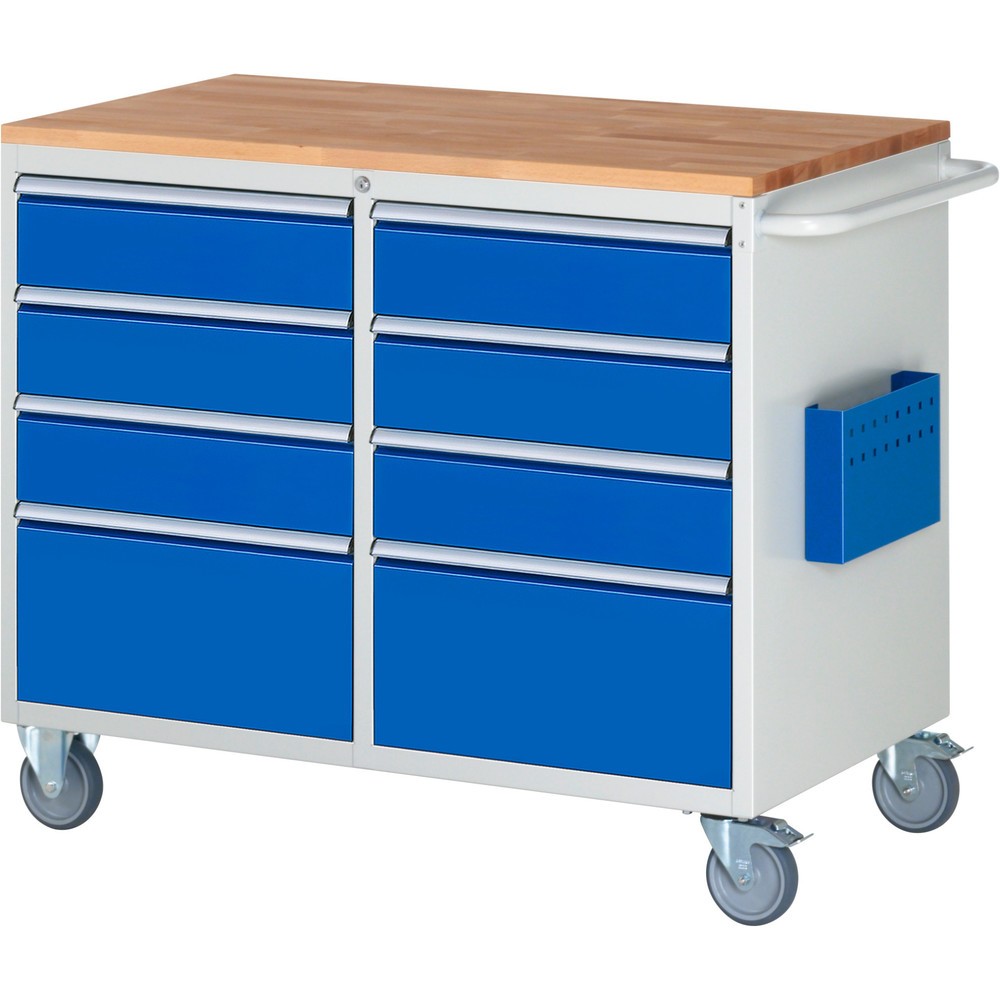 Product afbeelding: RAU gereedschapswagen serie 7000, h x b x d 975 x 1.145 x 650 mm, met 8 lades maat L, massief beuken werkblad