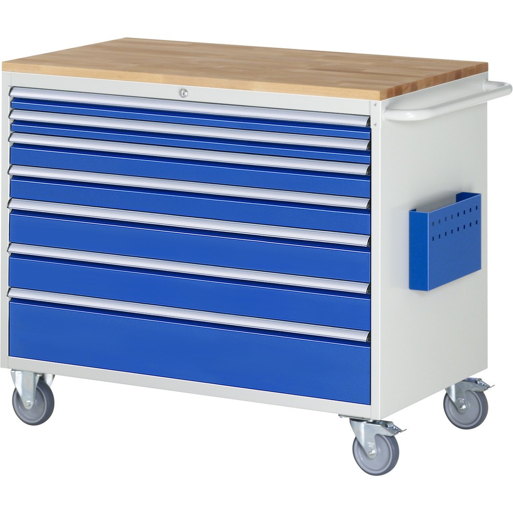 Productafbeelding nr. 1: Montagewagen RAU serie 7000, hxbxd 975 x 1.145 x 650 mm, 7 lades 2 x 60, 2 x 90, 2 x 120, 1 x 180 mm, beuken werkblad, draagvermogen lade 50 kg