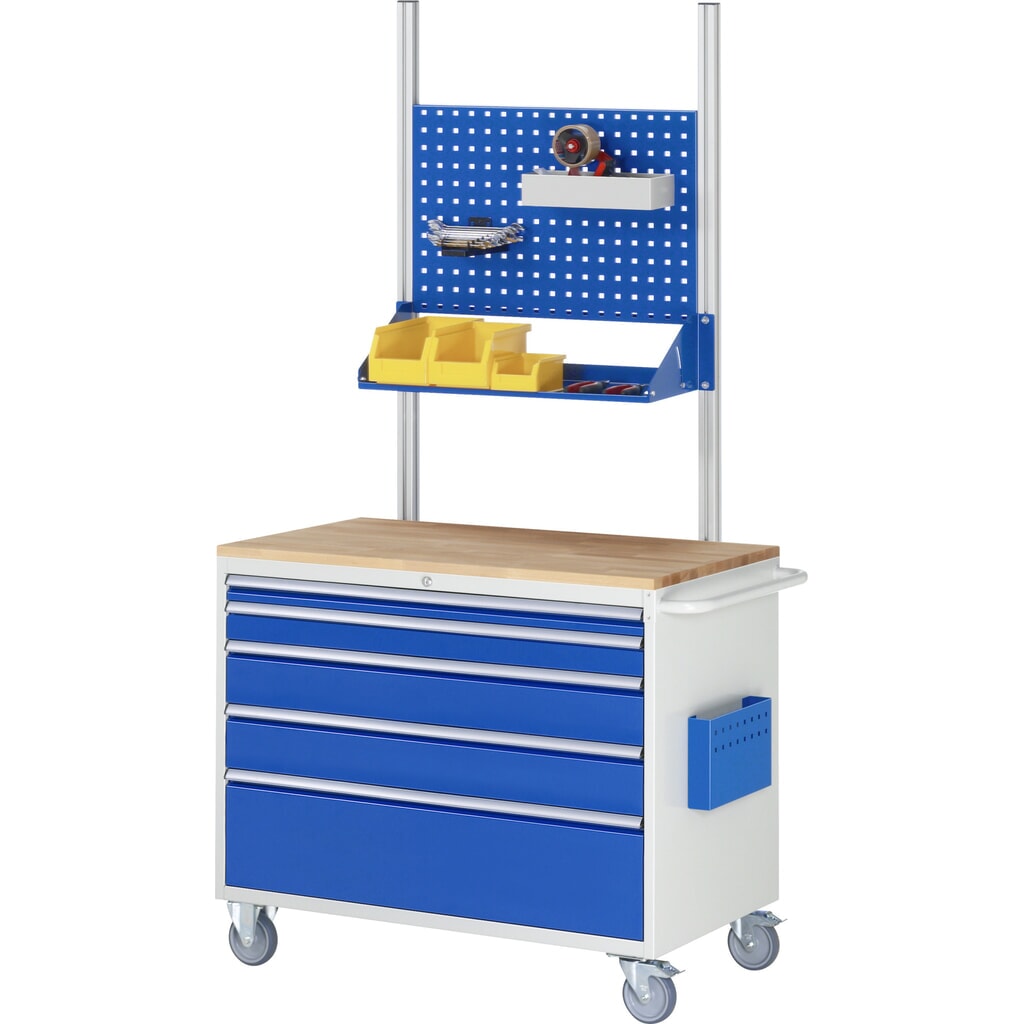 Productafbeelding nr. 6: Montagewagen RAU serie 7000, hxbxd 975 x 1.145 x 650 mm, 7 lades 2 x 60, 2 x 90, 2 x 120, 1 x 180 mm, beuken werkblad, draagvermogen lade 50 kg