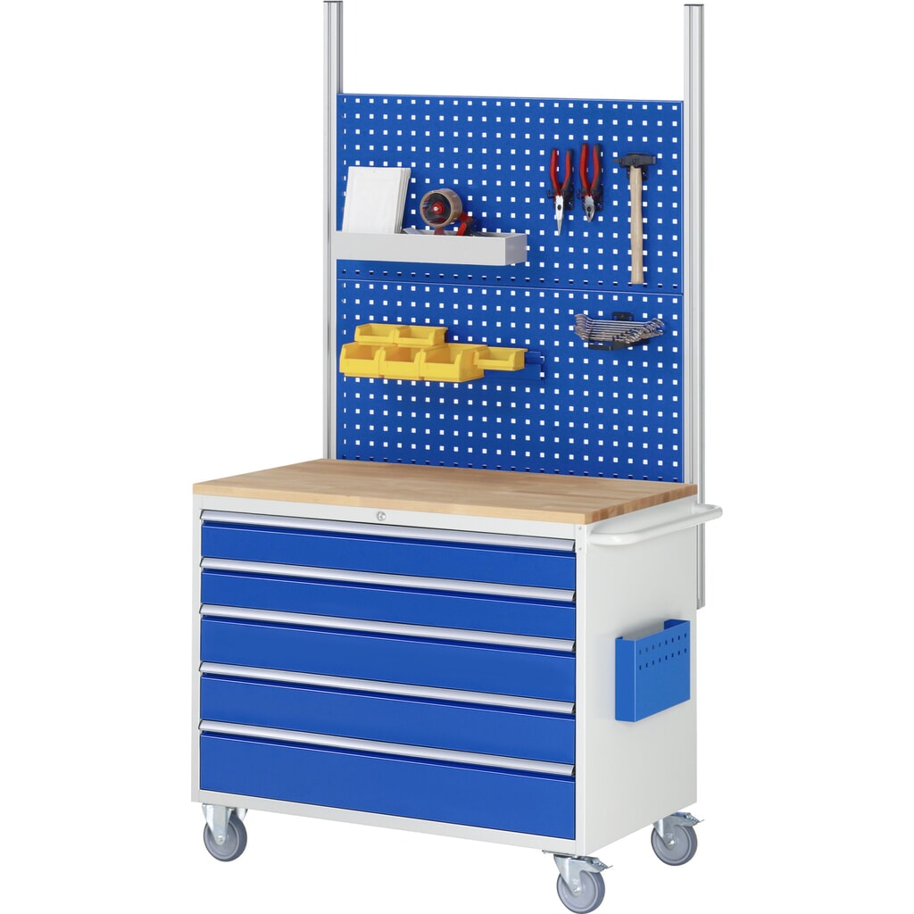 Productafbeelding nr. 7: Montagewagen RAU serie 7000, hxbxd 975 x 1.145 x 650 mm, 7 lades 2 x 60, 2 x 90, 2 x 120, 1 x 180 mm, beuken werkblad, draagvermogen lade 50 kg