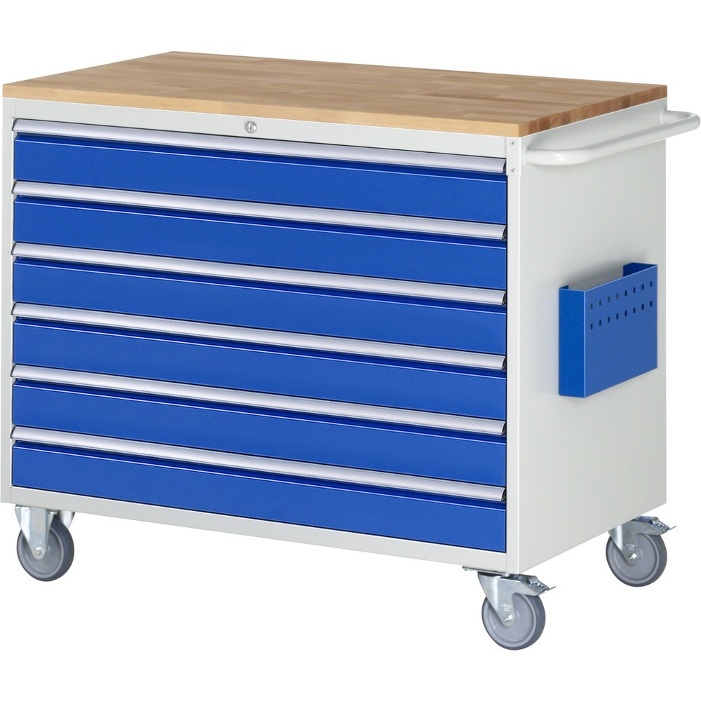 Productafbeelding nr. 1: Montagewagen RAU serie 7000, hxbxd 975 x 1.145 x 650 mm, 6 lades 6 x 120 mm, beuken werkblad, draagvermogen lade 50 kg