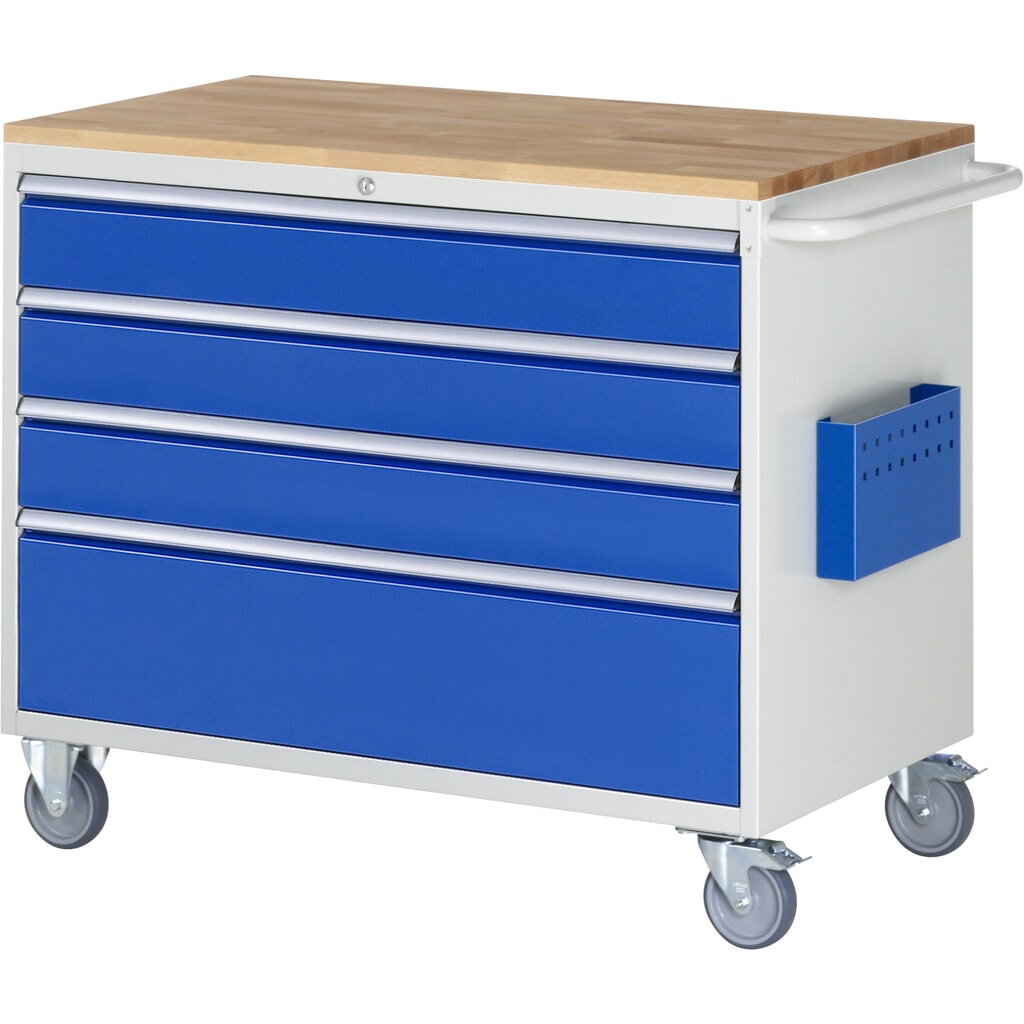 Montagewagen RAU serie 7000, hxbxd 975 x 1.145 x 650 mm, 4 lades 3 x 150, 1 x 270 mm, beuken werkblad, draagvermogen lade 50 kg Product afbeelding: Montagewagen RAU serie 7000, hxbxd 975 x 1.145 x 650 mm, 4 lades 3 x 150, 1 x 270 mm, beuken werkblad, draagvermogen lade 50 kg