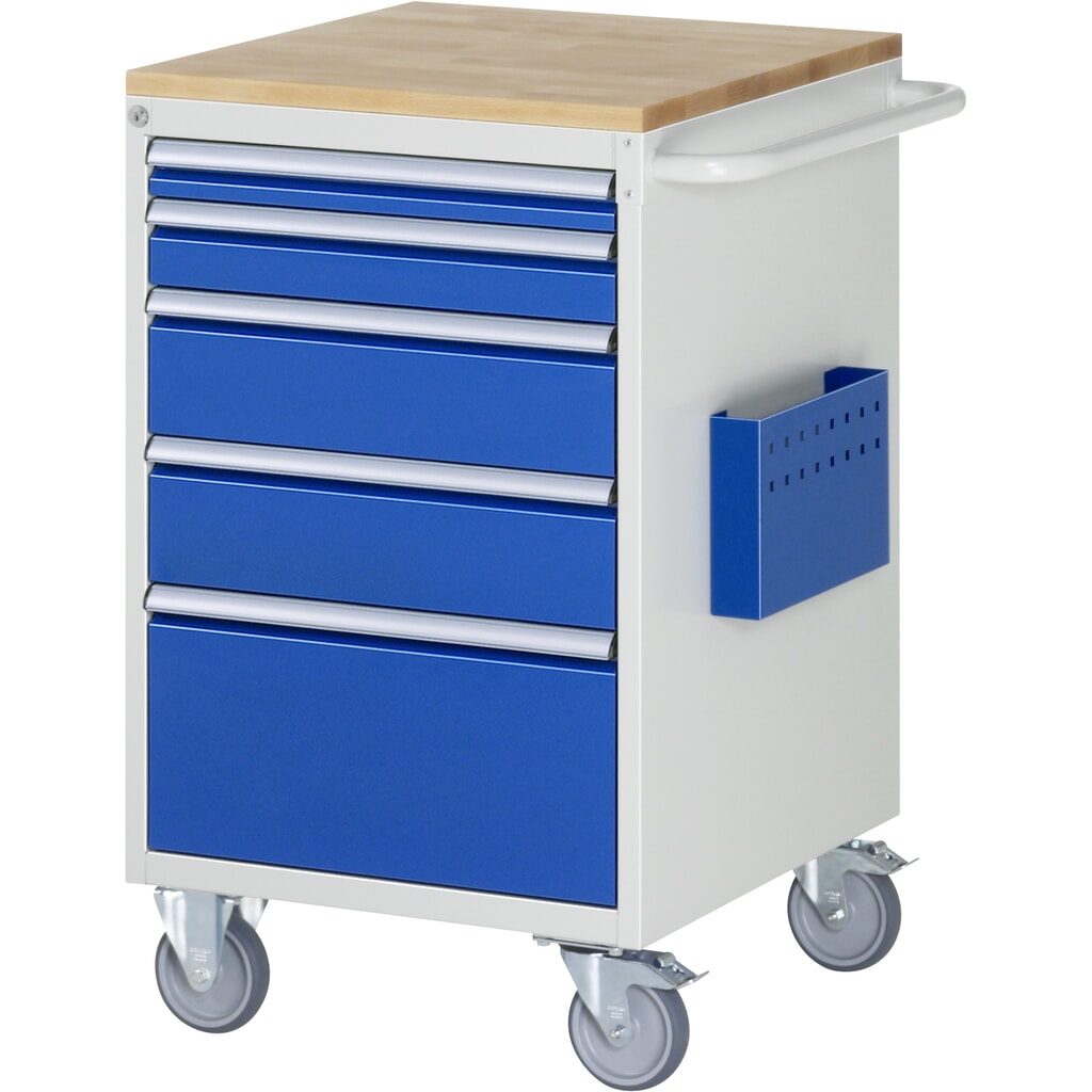 Product afbeelding: RAU gereedschapswagen serie 7000, h x b x d 975 x 580 x 650 mm, met 5 lades maat L, massief beuken werkblad