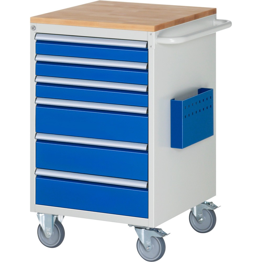 Productafbeelding nr. 1: RAU gereedschapswagen serie 7000, h x b x d 975 x 580 x 650 mm, met 6 lades maat L, massief beuken werkblad