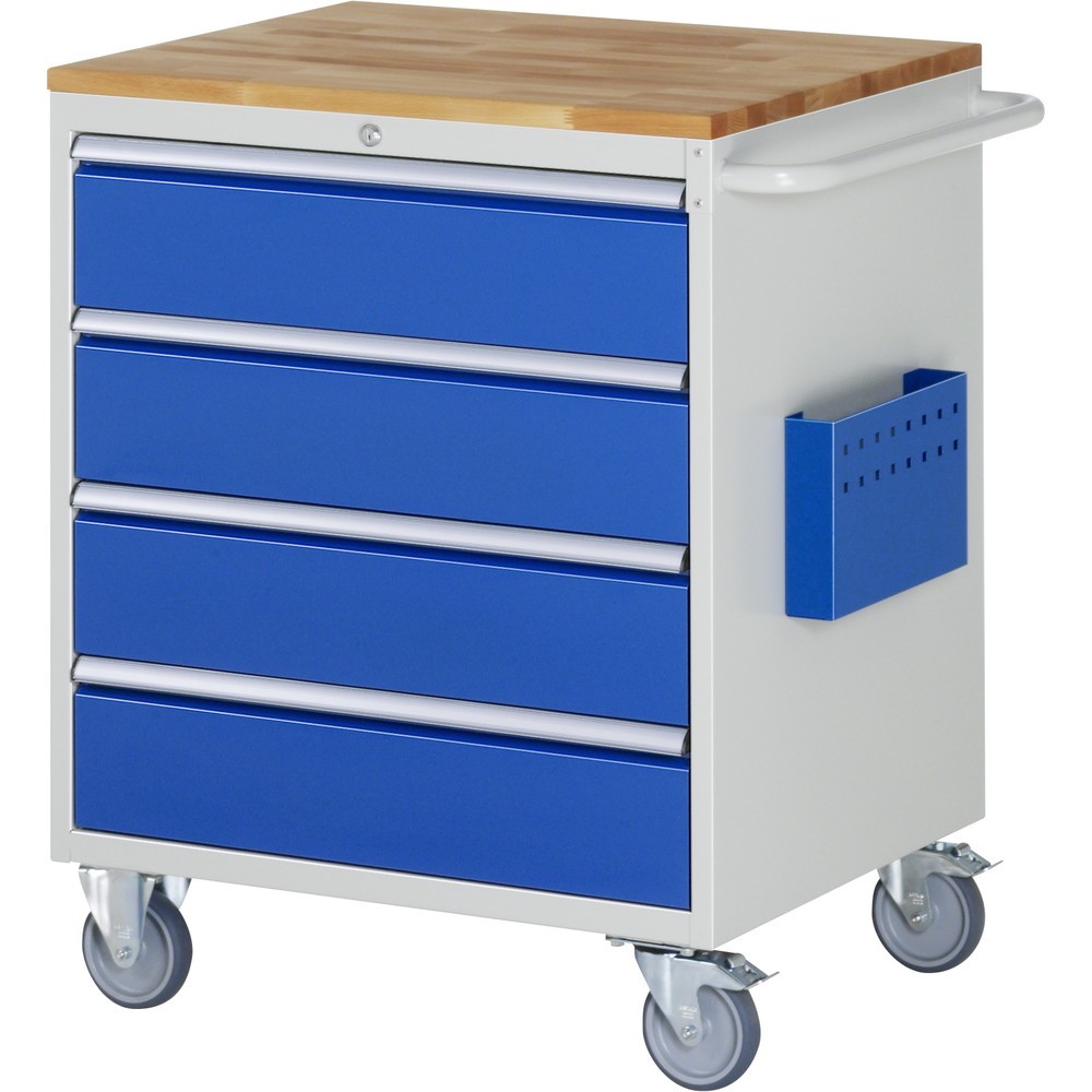 Product afbeelding: RAU gereedschapswagen serie 7000, h x b x d 975 x 770 x 650 mm, met 4 lades maat XL, massief beuken werkblad