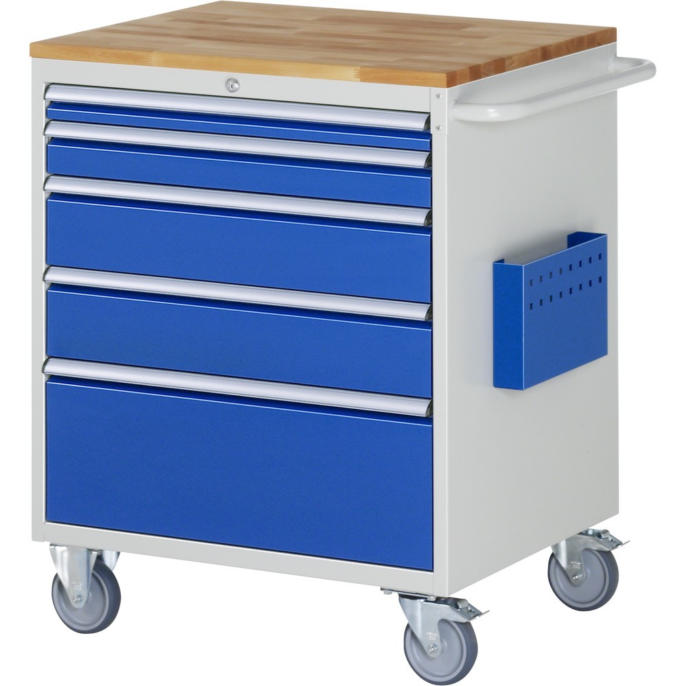 Product afbeelding: RAU gereedschapswagen serie 7000, h x b x d 975 x 770 x 650 mm, met 5 lades maat XL, massief beuken werkblad