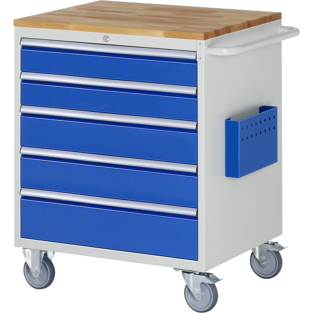Product afbeelding: RAU gereedschapswagen serie 7000, h x b x d 975 x 770 x 650 mm, met 5 lades maat XL, massief beuken werkblad