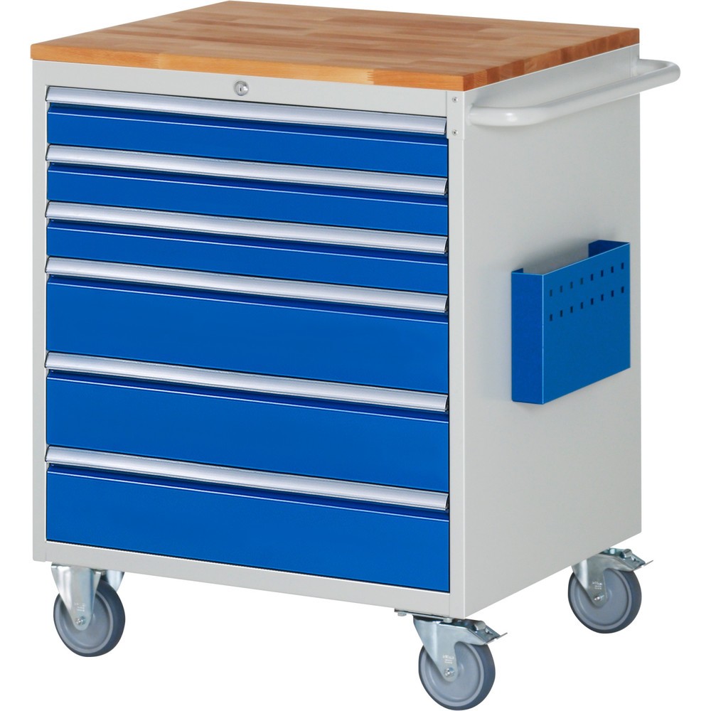 Productafbeelding nr. 1: RAU gereedschapswagen serie 7000, h x b x d 975 x 770 x 650 mm, met 6 lades maat XL, massief beuken werkblad