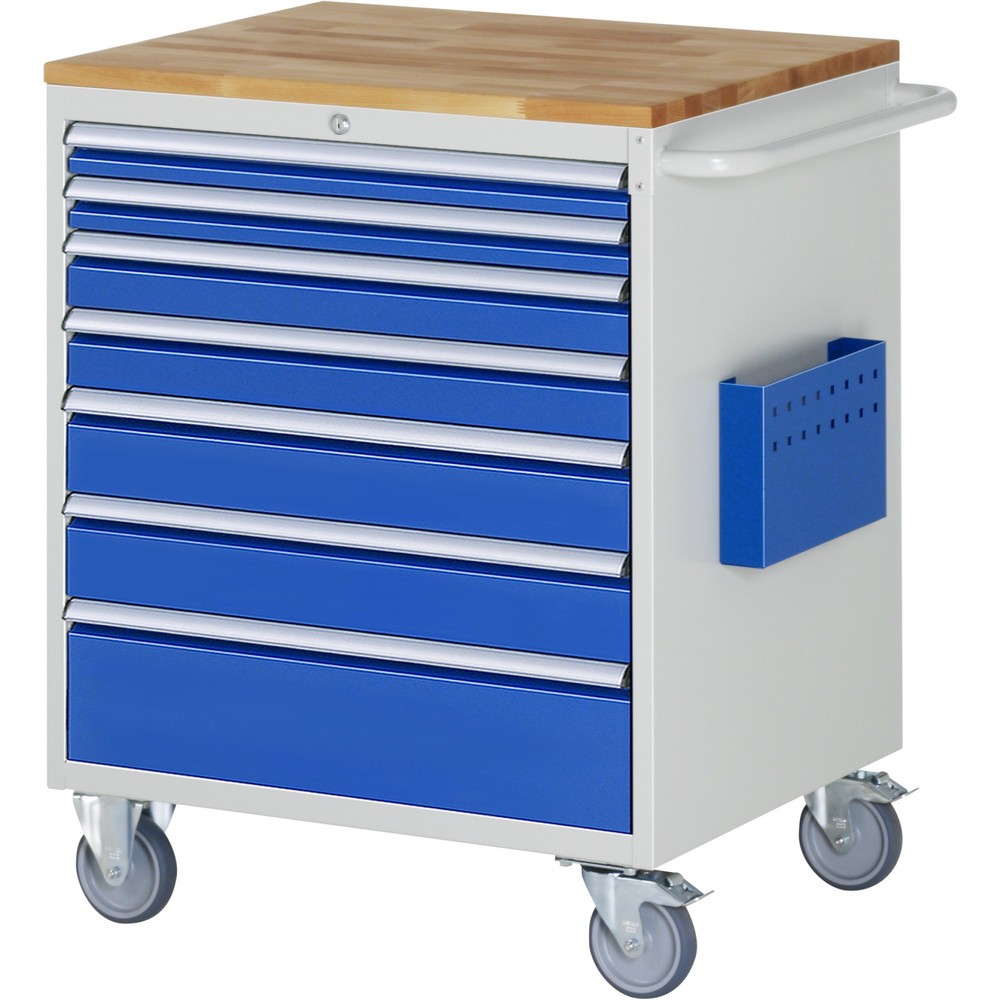 Productafbeelding nr. 1: Montagewagen RAU serie 7000, hxbxd 975 x 770 x 650 mm, 7 lades 2 x 60, 2 x 90, 2 x 120, 1 x 180 mm, beuken werkblad