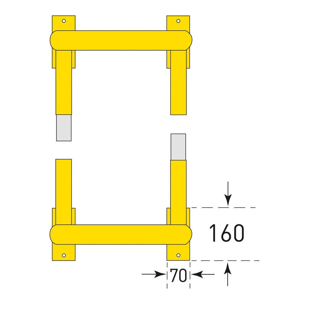 Productafbeelding nr. 3: Aanrijbescherming voor pilaren MORAVIA, buiten, thermisch verzinkt, hoogte 600 mm, voor pilaarafmetingen (bxd) 500 x 500 mm