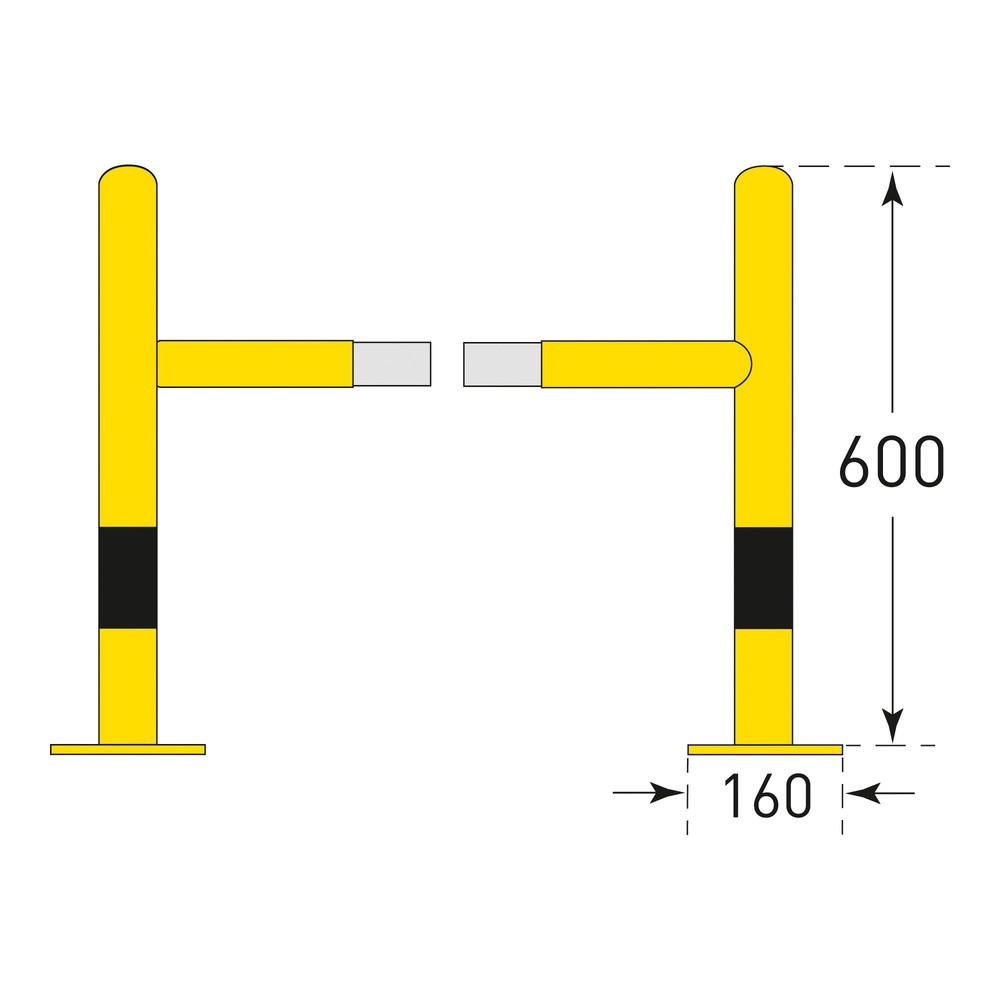 Productafbeelding nr. 4: Aanrijbescherming voor pilaren MORAVIA, buiten, thermisch verzinkt, hoogte 600 mm, voor pilaarafmetingen (bxd) 500 x 500 mm