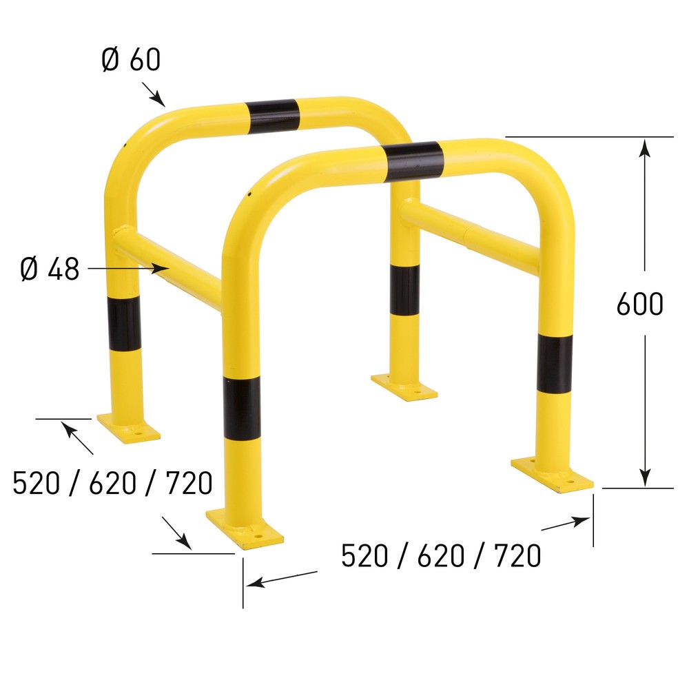 Productafbeelding nr. 5: Aanrijbescherming voor pilaren MORAVIA, buiten, thermisch verzinkt, hoogte 600 mm, voor pilaarafmetingen (bxd) 500 x 500 mm