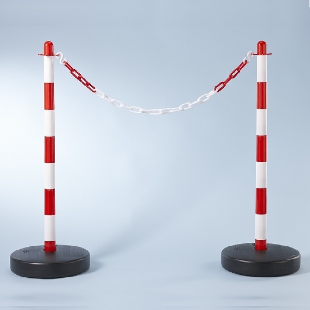 Productafbeelding nr. 2: MOTTEZ kunststof paal op ronde grondplaat, wit, rood en zwart