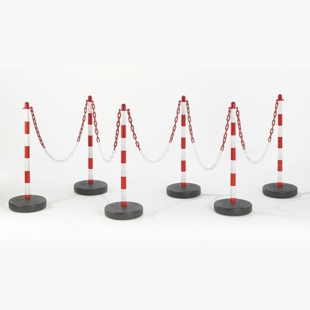 Productafbeelding nr. 3: MOTTEZ kunststof paal op ronde grondplaat, wit, rood en zwart