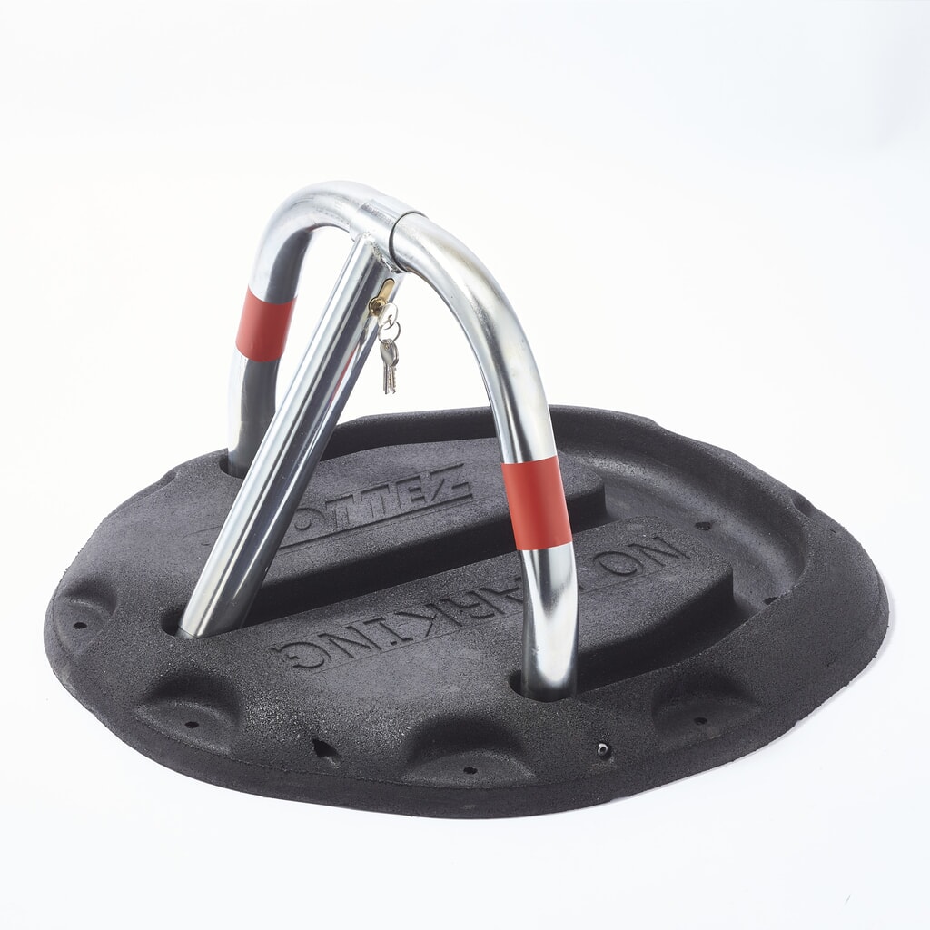 MOTTEZ parkeerplaatsbeugel van gegoten rubber met slot Product afbeelding: MOTTEZ parkeerplaatsbeugel van gegoten rubber met slot
