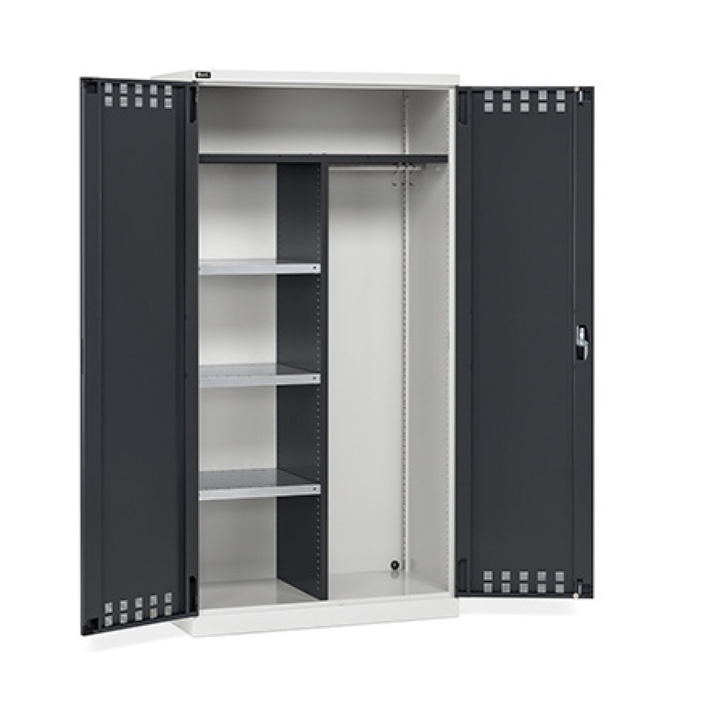 Multifunctionele kast Fami PERFOM, kledingstang, 3 legborden, hxbxd 2.000 x 1.023 x 726 mm, lichtgrijs, antraciet Product afbeelding: Multifunctionele kast Fami PERFOM, kledingstang, 3 legborden, hxbxd 2.000 x 1.023 x 726 mm, lichtgrijs, antraciet