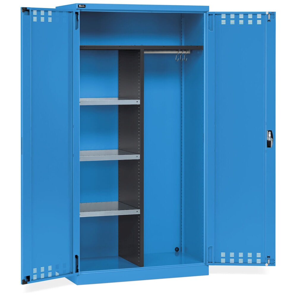 Productafbeelding nr. 3: Multifunctionele kast Fami PERFOM, kledingstang, 3 legborden, hxbxd 2.000 x 1.023 x 726 mm, lichtblauw