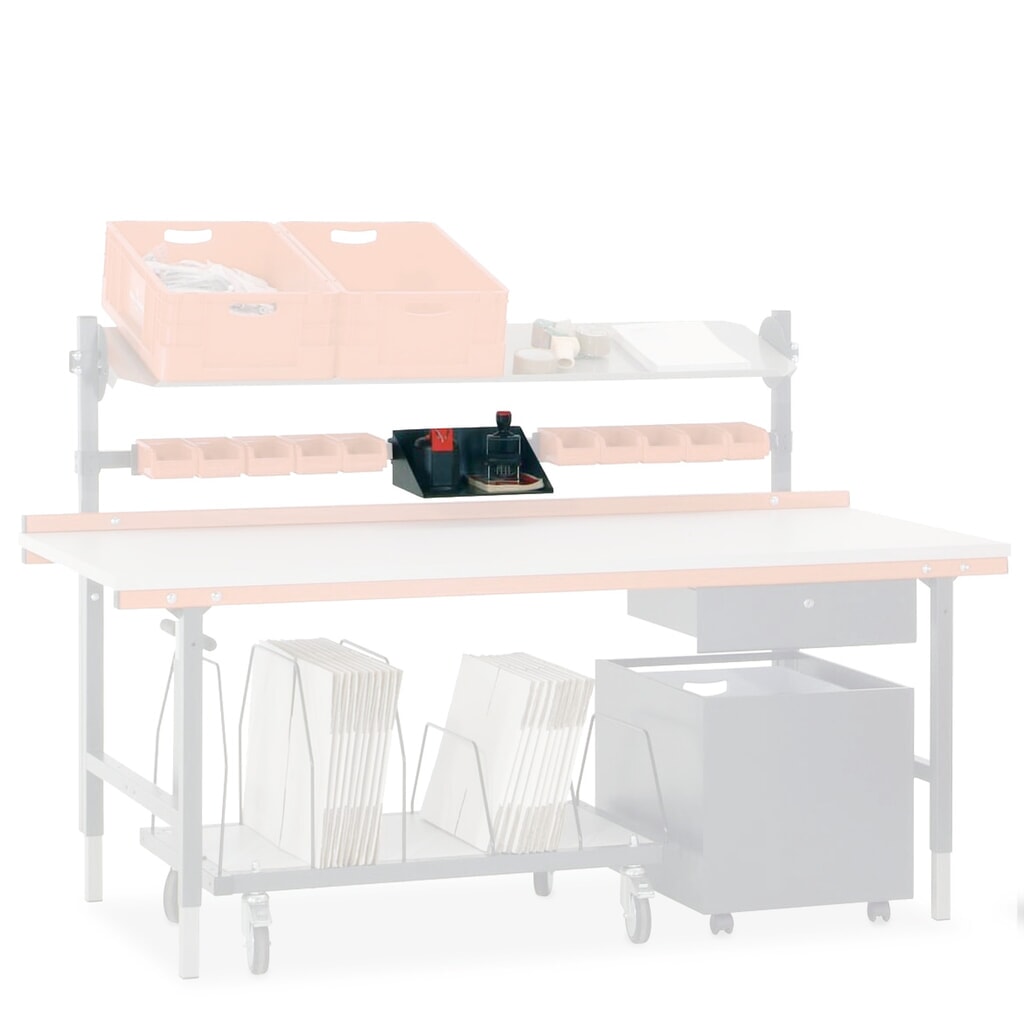 Multifunctioneel schap voor Rocholz paktafel, hxbxd 130 x 315 x 240 mm Product afbeelding: Multifunctioneel schap voor Rocholz paktafel, hxbxd 130 x 315 x 240 mm