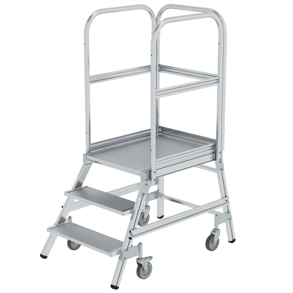 Product afbeelding: Munk Günzburger bordestrap, 1-zijdig te beklimmen, verrijdbaar, aluminium geribbeld, 3 treden