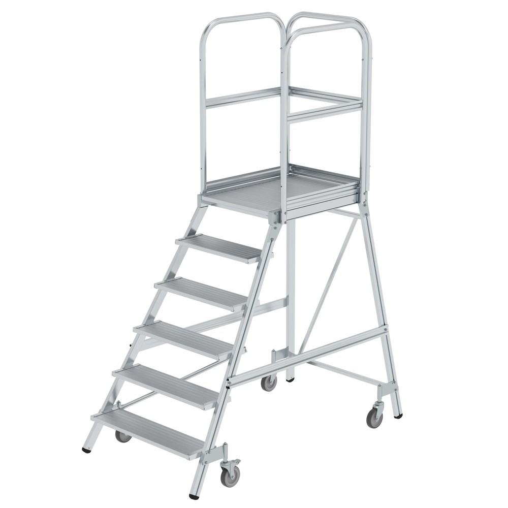 Product afbeelding: Munk Günzburger bordestrap, 1-zijdig te beklimmen, verrijdbaar, aluminium geribbeld, 6 treden