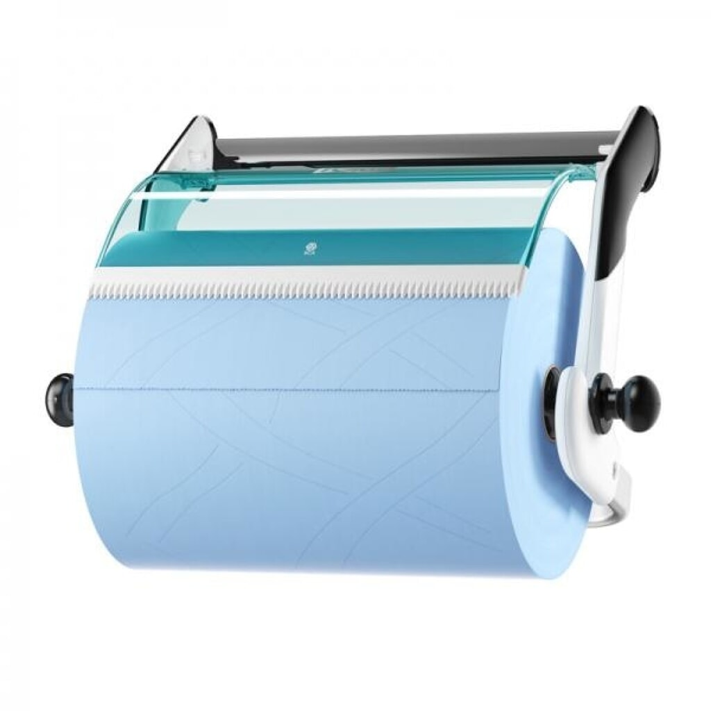 Muurdispenser TORK® Performance voor grote rollen, wit/turkoois Product afbeelding: Muurdispenser TORK® Performance voor grote rollen, wit/turkoois
