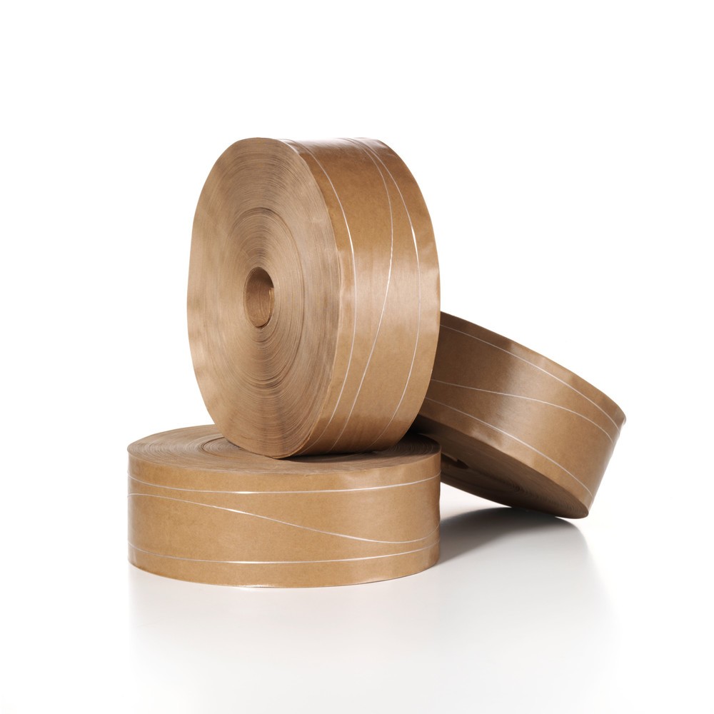 Productafbeelding nr. 1: Natklevende tape, b x l 70 mm x 200 m, bruin, 12 stuks/verpakkingseenheid, verstevigd met 2 draden in de lengterichting en 1 sinusdraad