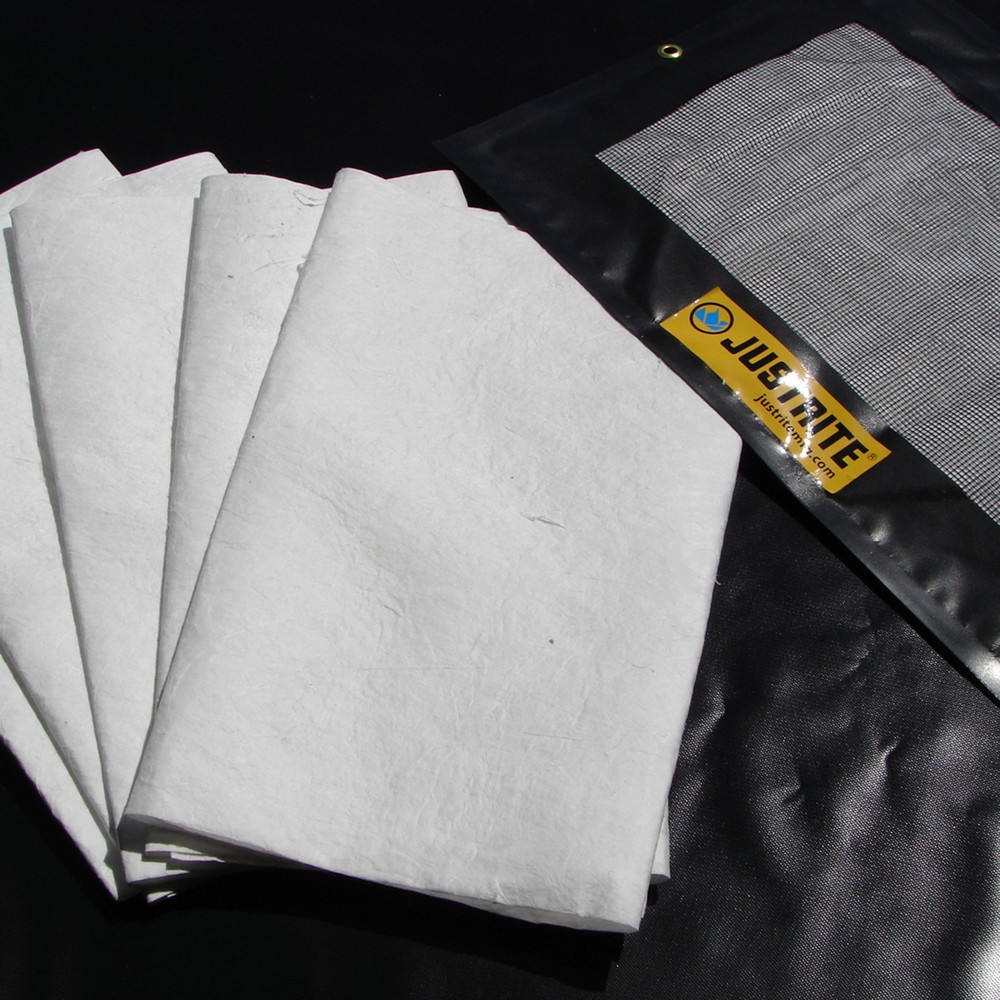 Product afbeelding: Navulset voor druppel- / absorptiekussen Justrite lxb 910 x 610 mm, 5 sorptiemiddelen