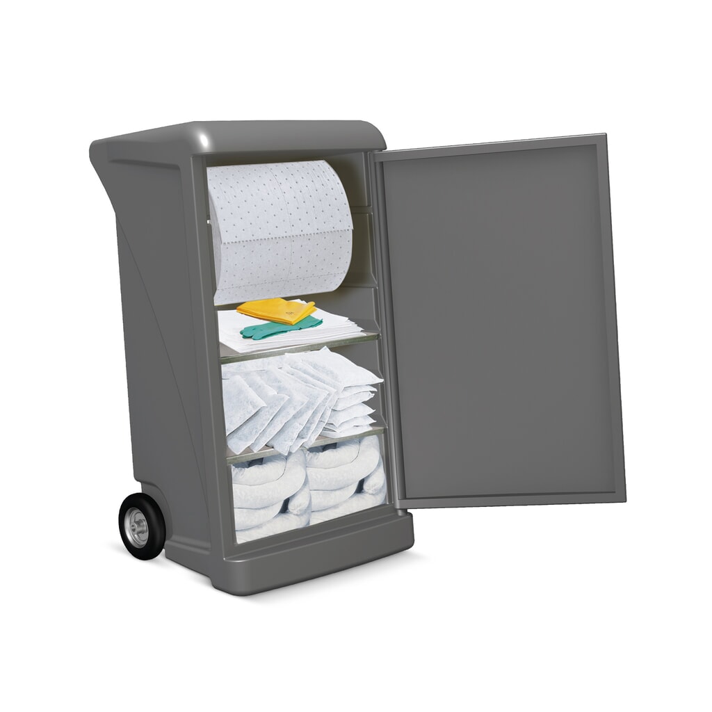 Navulset voor noodpakket in caddy, olie, absorptievermogen 218 l Product afbeelding: Navulset voor noodpakket in caddy, olie, absorptievermogen 218 l