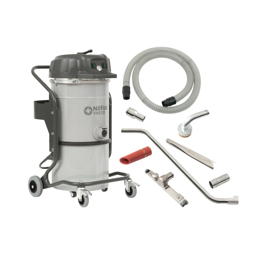 Nilfisk® nat-droogzuiger VHS120CB met industriële accessoires Product afbeelding: Nilfisk® nat-droogzuiger VHS120CB met industriële accessoires