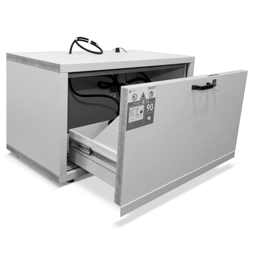 Onderbouw-veiligheidskast PRIORIT, brandwerendheid 90 min., hxbxd 630 x 592 x 570 mm, 1 volledig uittrekbare lade Product afbeelding: Onderbouw-veiligheidskast PRIORIT, brandwerendheid 90 min., hxbxd 630 x 592 x 570 mm, 1 volledig uittrekbare lade