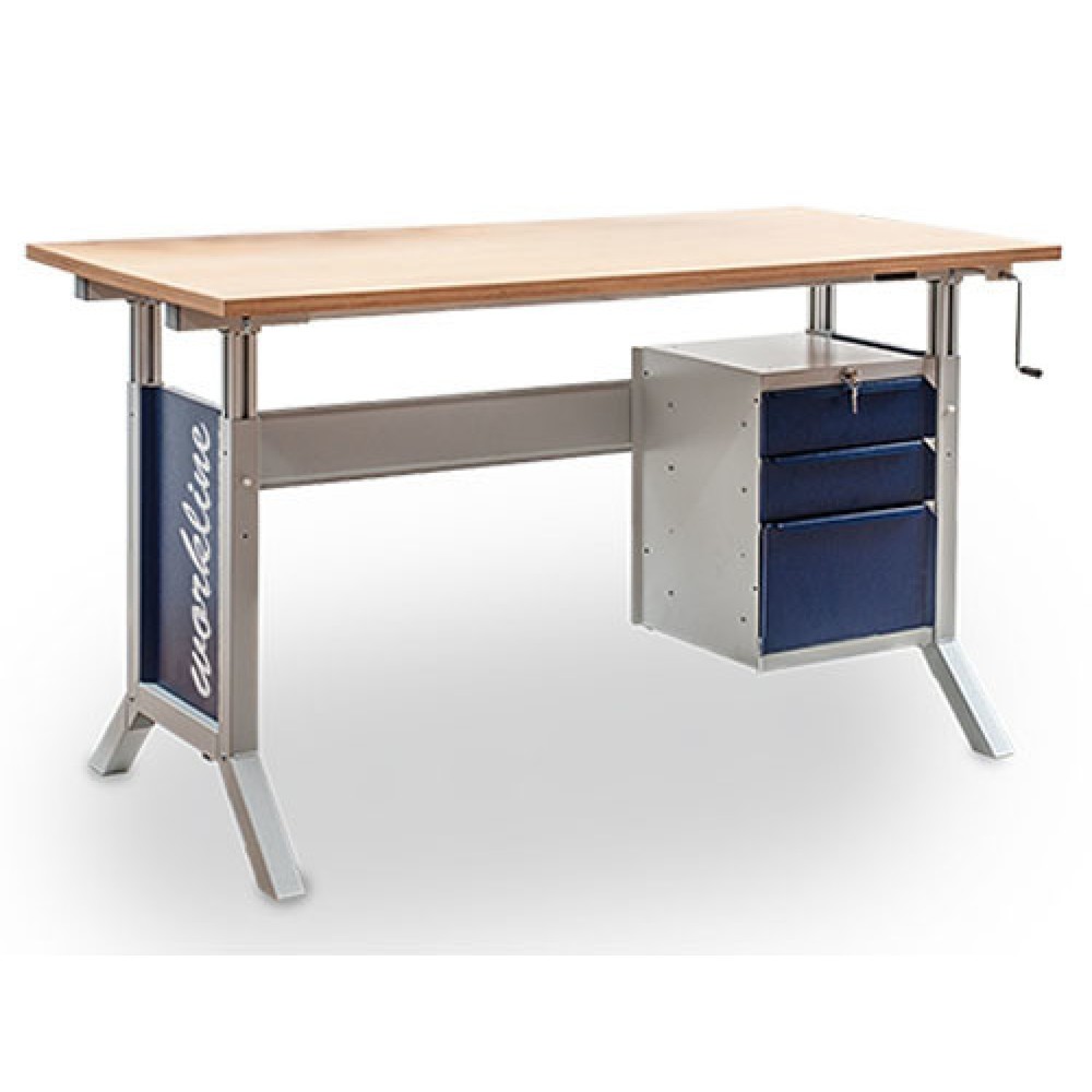 Productafbeelding nr. 2: Onderbouwkast met 3 lades voor werkpleksysteem tafel, hxbxd 500 x 370 x 400 mm, gentiaanblauw