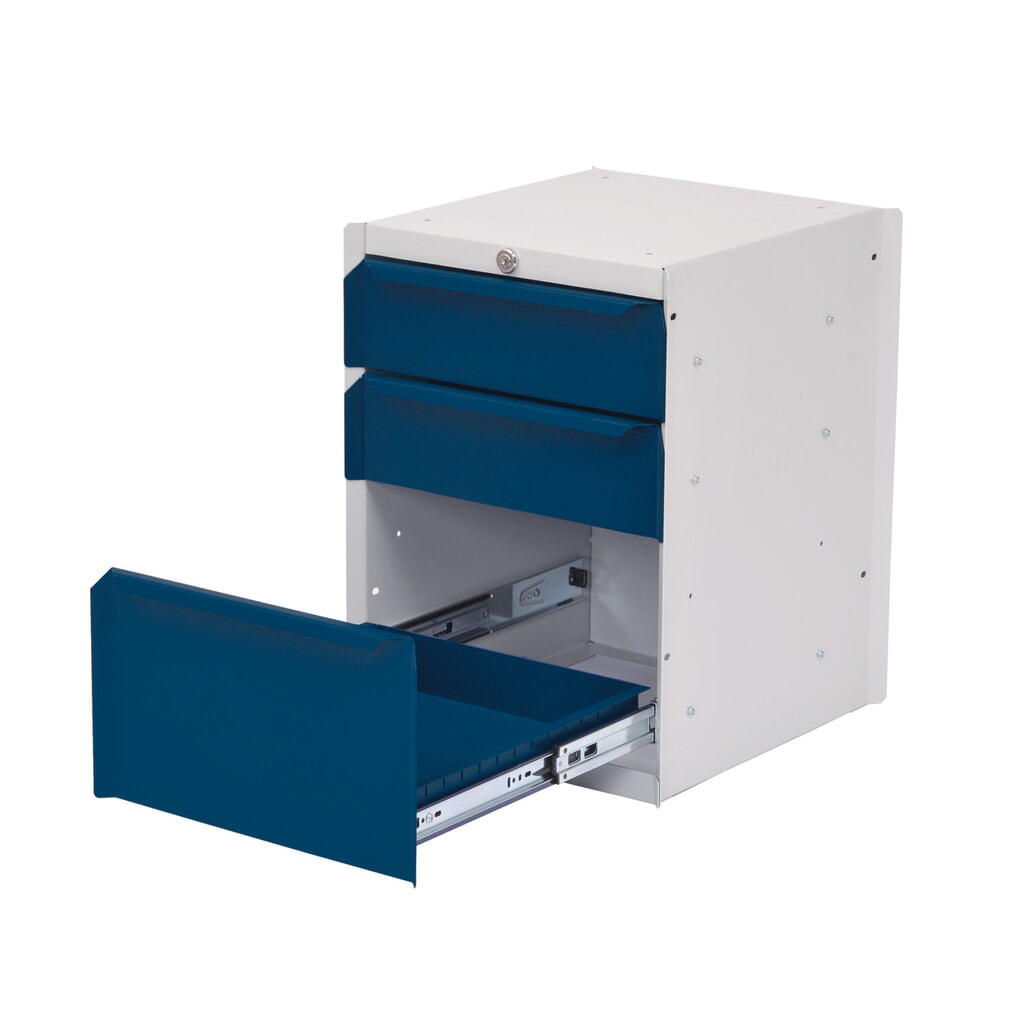 Product afbeelding: Onderbouwkast met 3 lades voor werkpleksysteem tafel, hxbxd 500 x 370 x 400 mm, gentiaanblauw