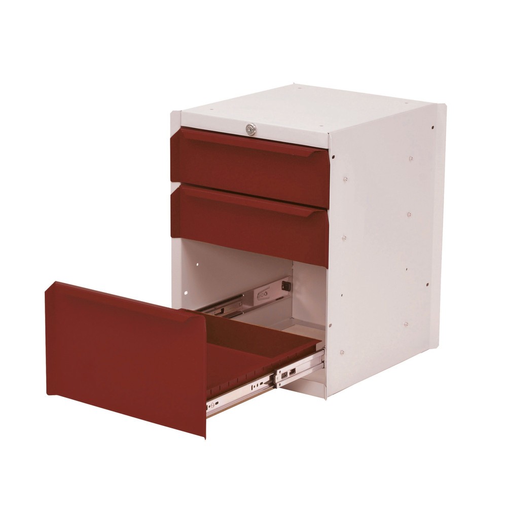 Productafbeelding nr. 1: Onderbouwkast met 3 lades voor werkpleksysteem tafel, hxbxd 500 x 370 x 400 mm, robijnrood