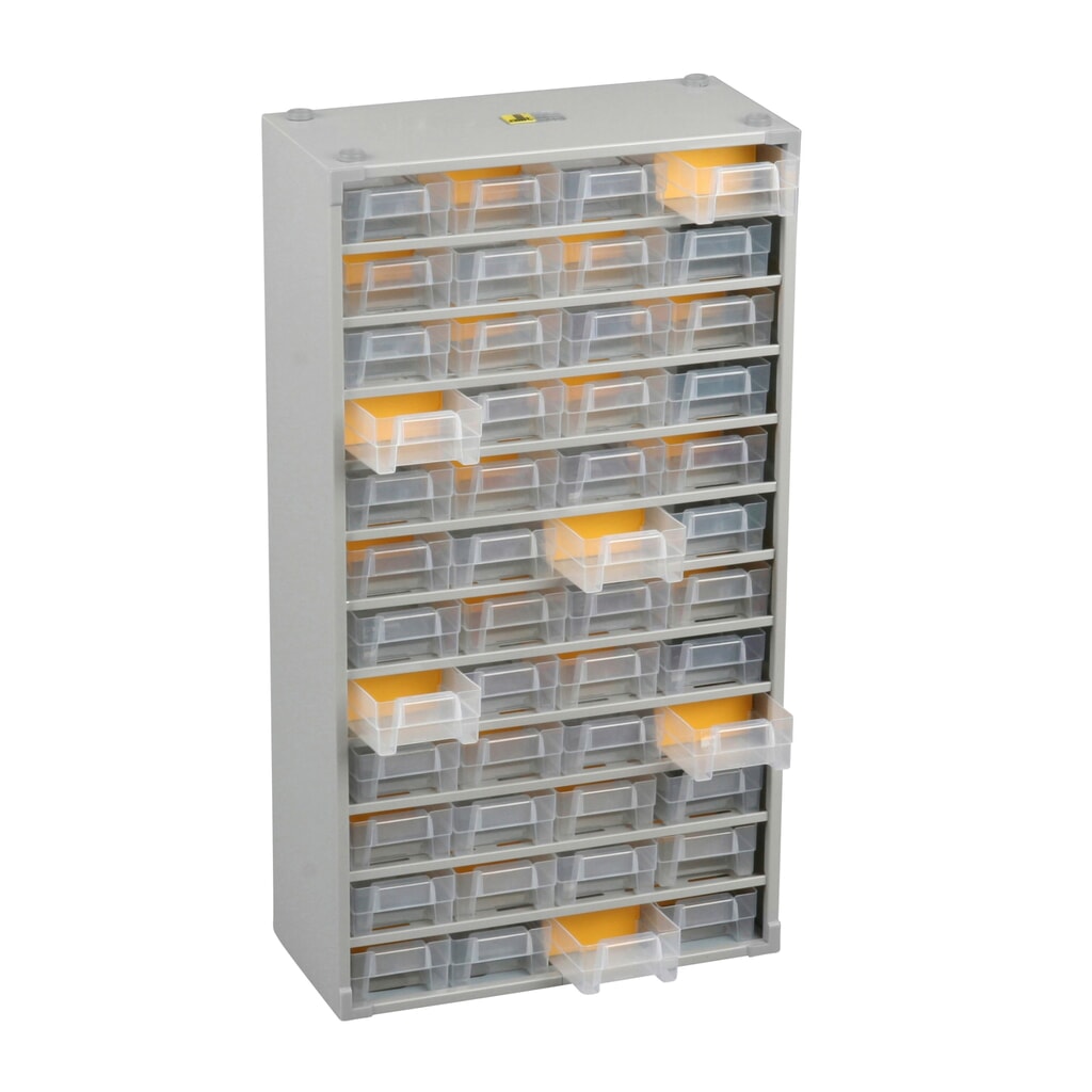 Onderdelenkast Allit met metalen behuizing, 48 lades Product afbeelding: Onderdelenkast Allit met metalen behuizing, 48 lades