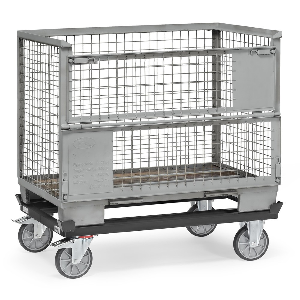 Productafbeelding nr. 2: Onderstel fetra® met vanghoeken, draagvermogen 750 kg, voor pallets 1.200 x 800 mm, TPE-banden, antracietgrijs