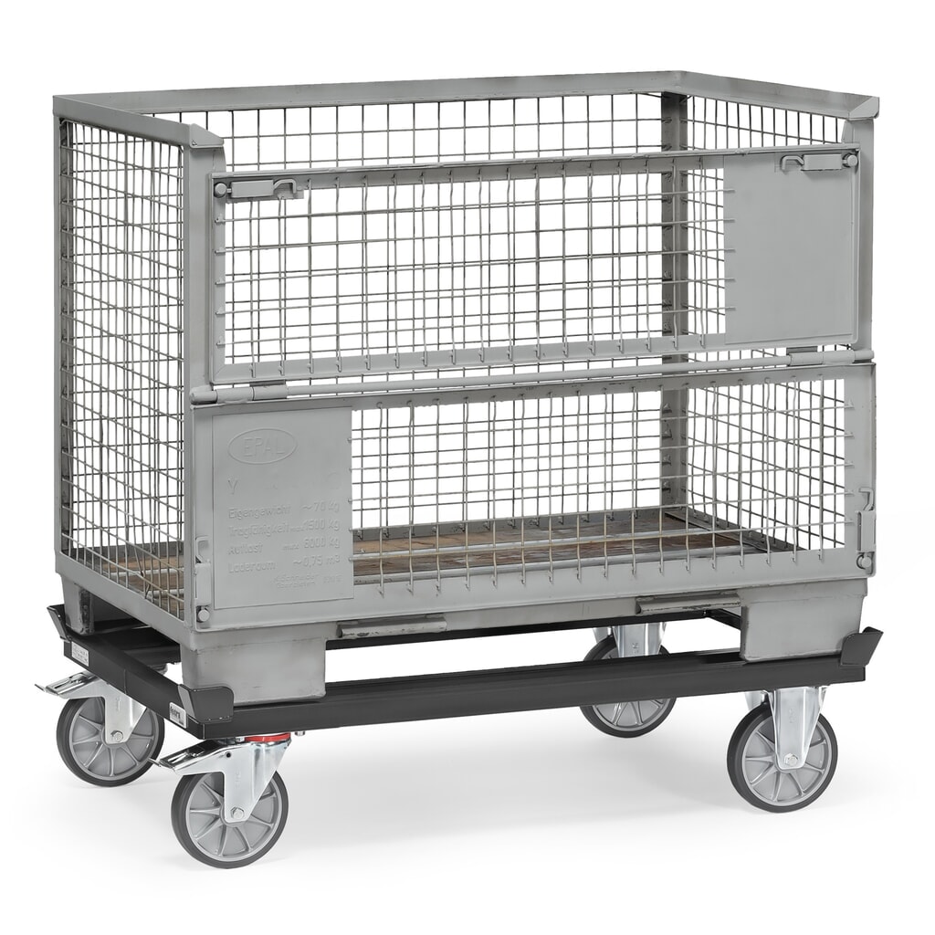 Productafbeelding nr. 2: Onderstel fetra® met vanghoeken, draagvermogen 750 kg, voor pallets 1.200 x 800 mm, TPE-banden, antracietgrijs