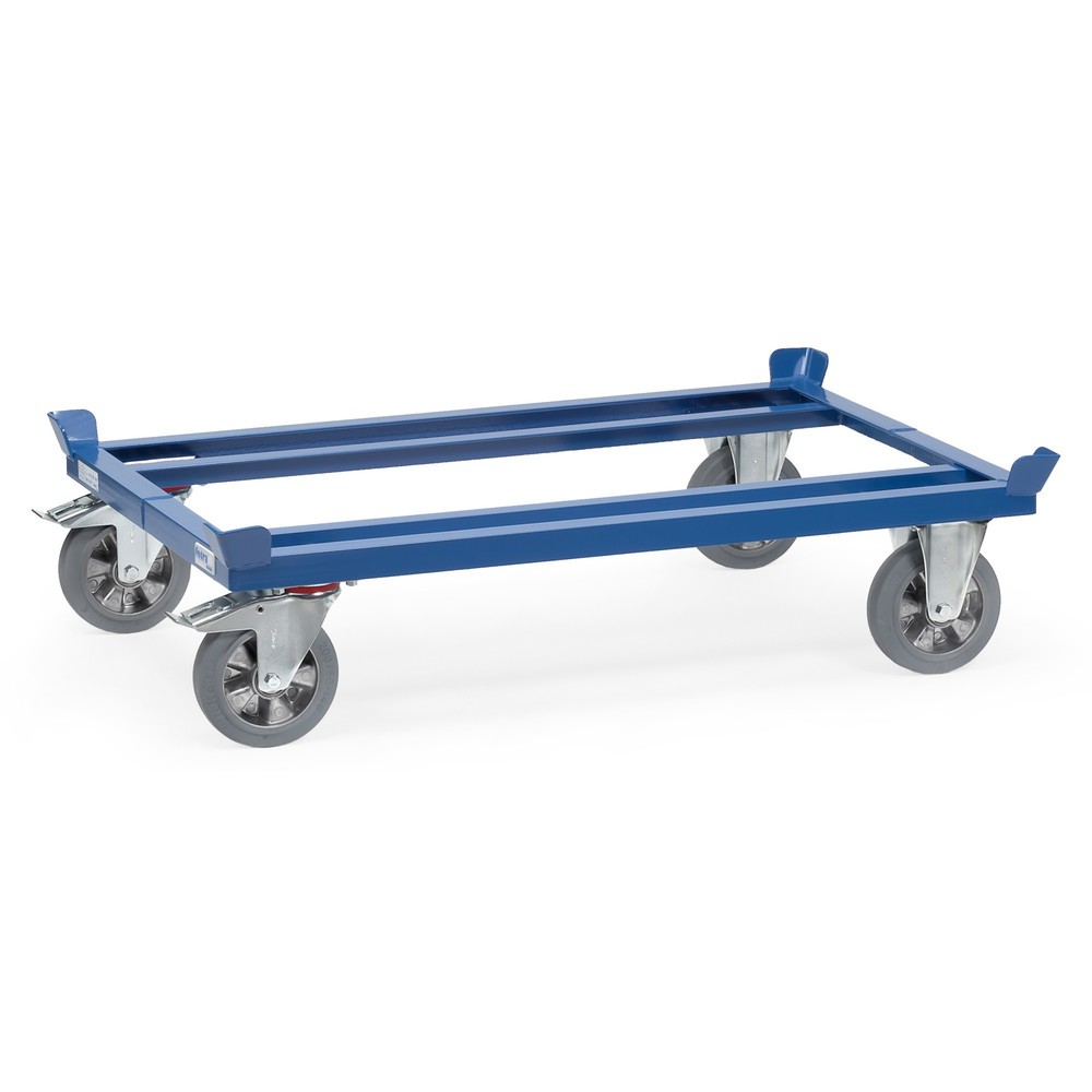 Product afbeelding: Onderstel fetra® met vanghoeken, draagvermogen 1.200 kg, voor pallets 1.000 x 800 mm, elastische volrubber banden