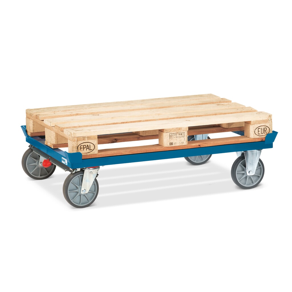Productafbeelding nr. 2: Onderstel fetra® met vanghoeken, draagvermogen 750 kg, voor pallets 1.200 x 800 mm, TPE-banden, met centrale rem