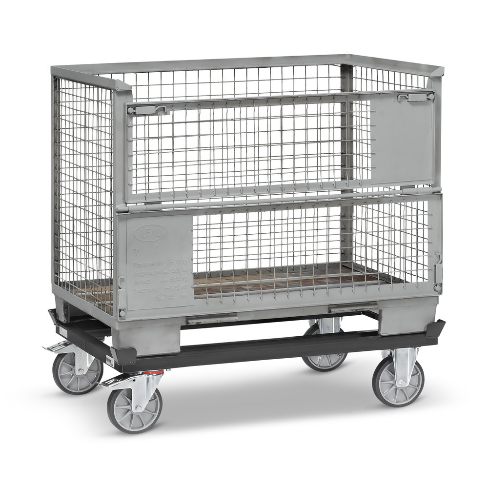 Productafbeelding nr. 4: Onderstel fetra® met vanghoeken, draagvermogen 750 kg, voor pallets 1.200 x 800 mm, TPE-banden, antracietgrijs