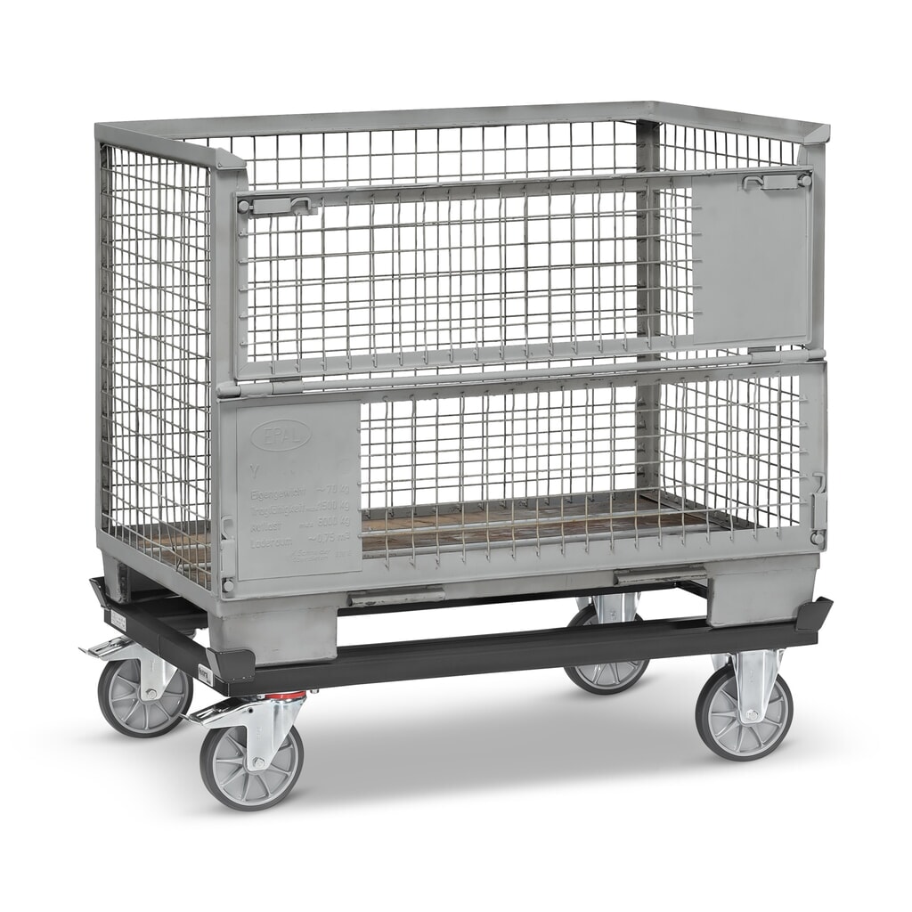Productafbeelding nr. 4: Onderstel fetra® met vanghoeken, draagvermogen 750 kg, voor pallets 1.200 x 800 mm, TPE-banden, antracietgrijs