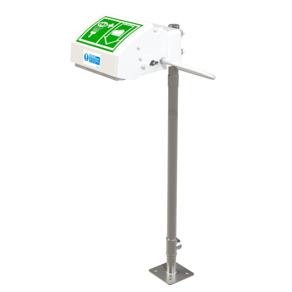 Oog- en gezichtsdouche Justrite® 45GP Hughes, staand model, voor binnengebruik Product afbeelding: Oog- en gezichtsdouche Justrite® 45GP Hughes, staand model, voor binnengebruik