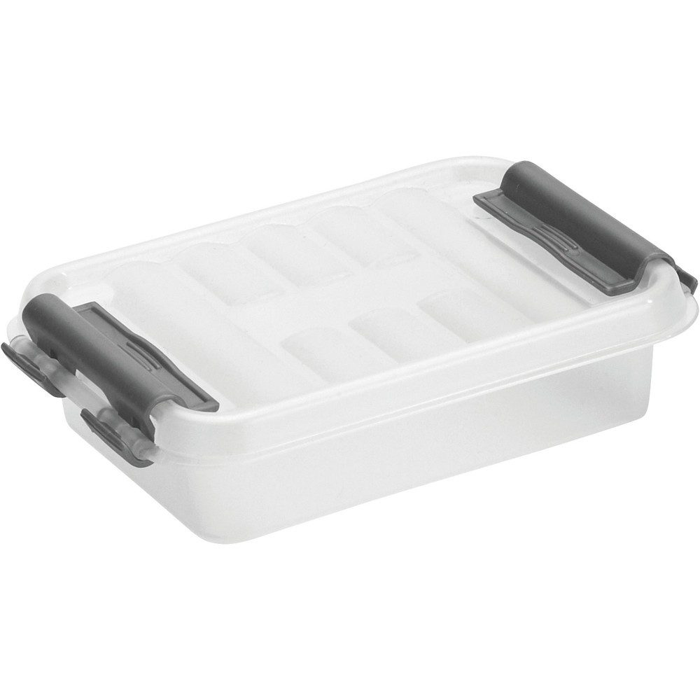 Opbergbox helit "the q-line", met deksel, 0,2 liter, transparant Product afbeelding: Opbergbox helit "the q-line", met deksel, 0,2 liter, transparant